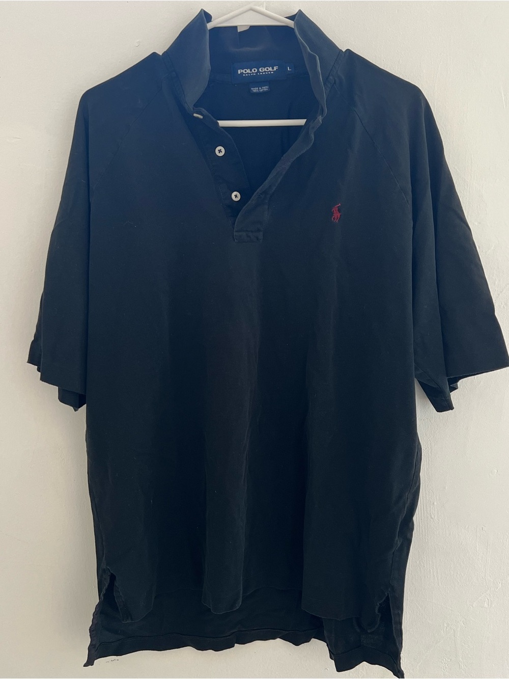 Vintage Ralph Lauren Black Men’s Golf Polo shirt with Red Pony Embroidery